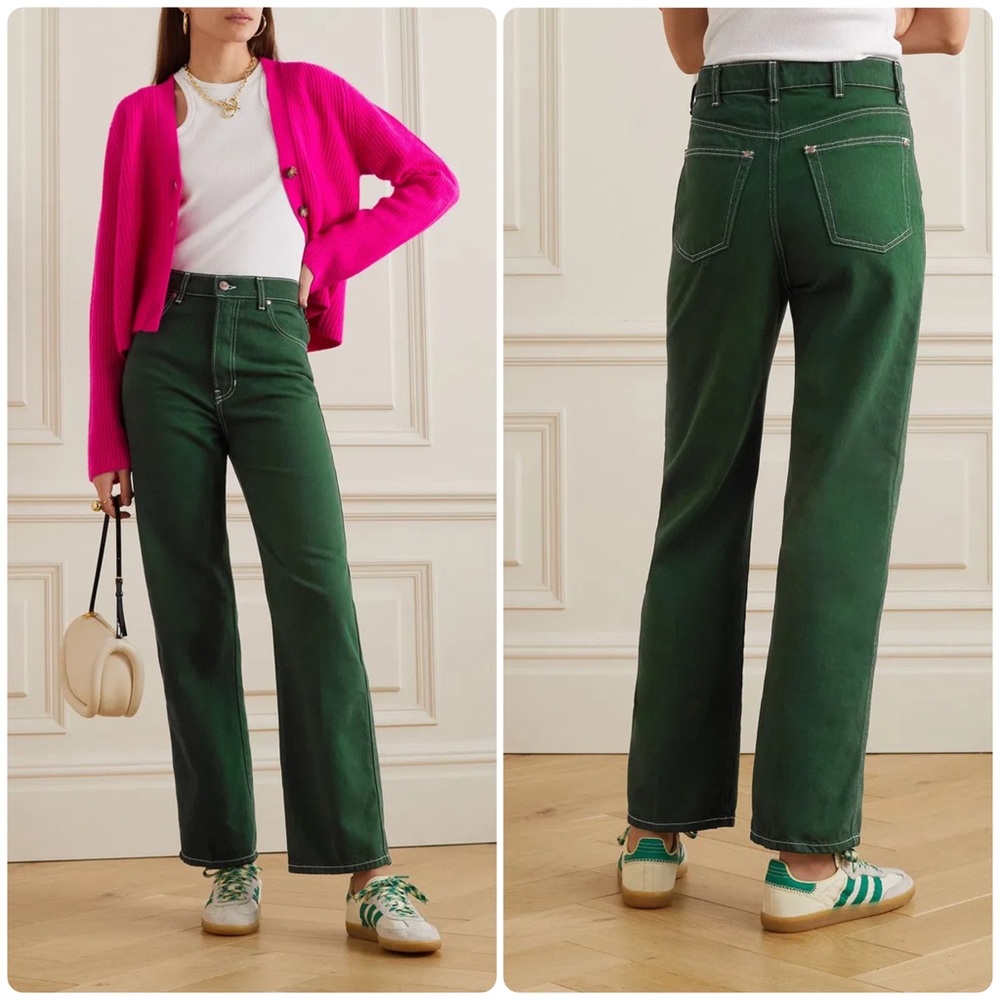 Reformation Cowboy High Rise Straight Jeans Emerald Green Size 25